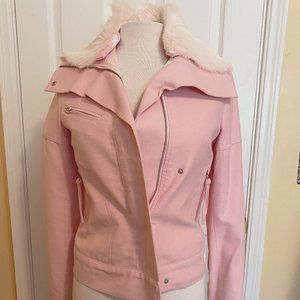 BCBG Maxazria Pink Jacket with Fur Collar